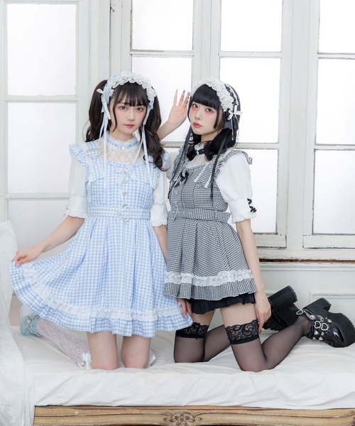 DearMyLove ワンピース 夏 半袖 ハートチョーカーベルトレース