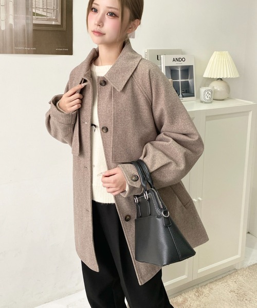 「moment+」 ステンカラーコート M アイボリー レディース_画像4