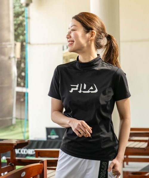 ブラウス シャツ 「FILA GOLF/フィラゴルフ」レディースモックネック半袖シャツ ストレッチ　ゴルフ レディース