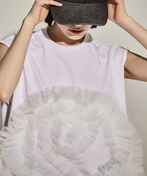 VIVIANO tシャツ 「VIVIANO/ヴィヴィアーノ」Tulle Sleeveless T