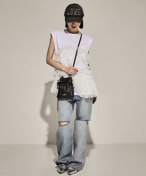 VIVIANO tシャツ 「VIVIANO/ヴィヴィアーノ」Tulle Sleeveless T