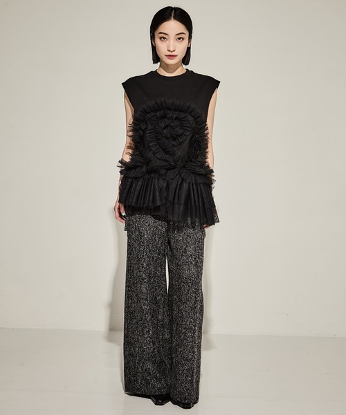 VIVIANO tシャツ 「VIVIANO/ヴィヴィアーノ」Tulle Sleeveless T