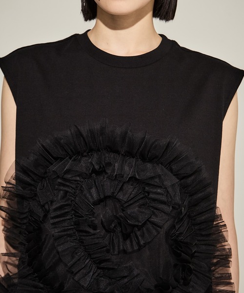 VIVIANO tシャツ 「VIVIANO/ヴィヴィアーノ」Tulle Sleeveless T