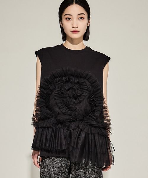 【2025福袋】 VIVIANO tシャツ 「VIVIANO/ヴィヴィアーノ」Tulle Sleeveless T トップス