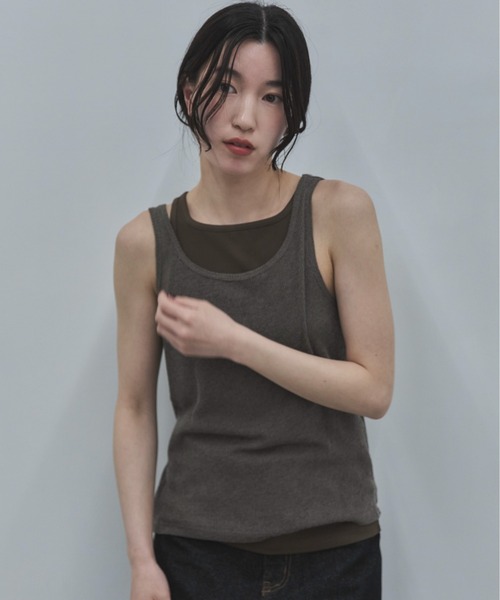 feepur（フェピュール） タンクトップ ノースリーブ 異素材レイヤード