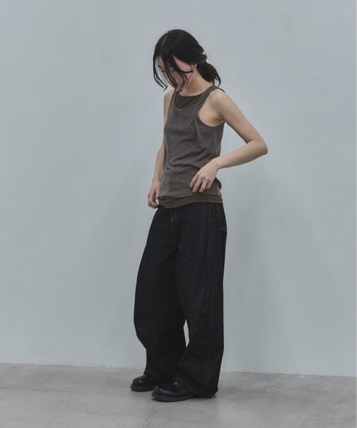 feepur（フェピュール） タンクトップ ノースリーブ 異素材レイヤード