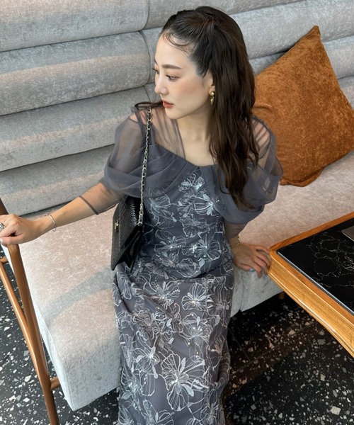 ANDRESD 2wayチュールドレス ANDRESD ドレス tulle drape spangle dress / チュールドレープ