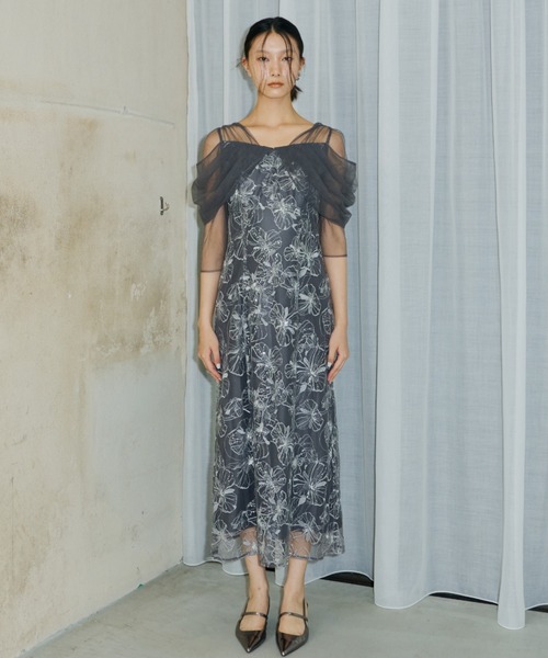 【新品】 ANDRESD spangle dress スパンコールドレス ANDRESD ドレス tulle drape spangle dress / チュールドレープ