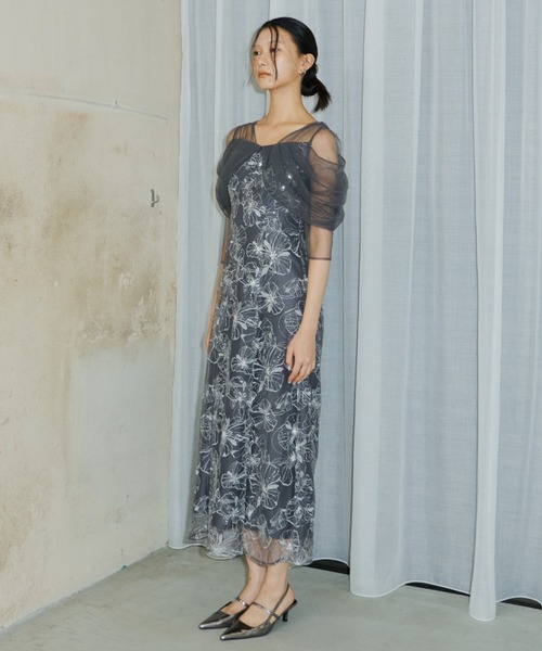 ANDRESD ドレス tulle drape spangle dress / チュールドレープ