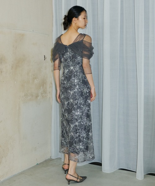 ANDRESD ドレス tulle drape spangle dress / チュールドレープ