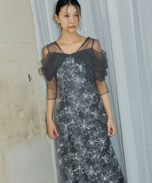 ANDRESD ドレス tulle drape spangle dress / チュールドレープ