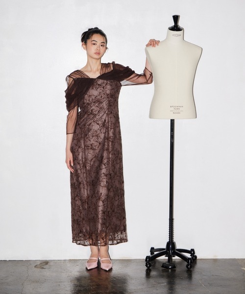 パーティードレス ドレス チュールドレープスパンコールドレス / tulle drape spangle dress