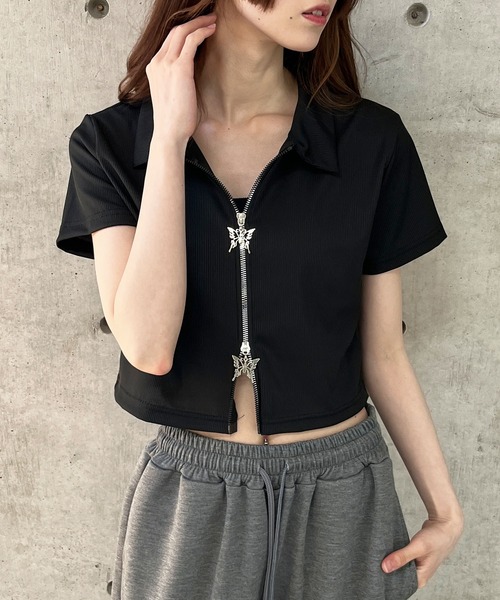 トップス yun AMBIDEX Store コットンカットジャカード ノースリーブTシャツ(F