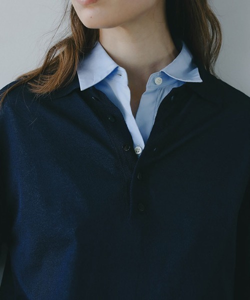 新品　完売　ETRE Tokyo ハーフスリーブニットポロ　ネイビー ETRE TOKYO - ハーフスリーブニットポロ - NAVY | ADDICT WEB SHOP