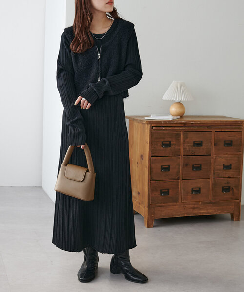 Discoat（ディスコート） ニットワンピース FREE グレー レディース