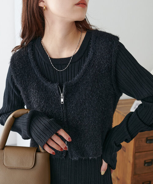 Discoat（ディスコート） ニットワンピース FREE グレー レディース