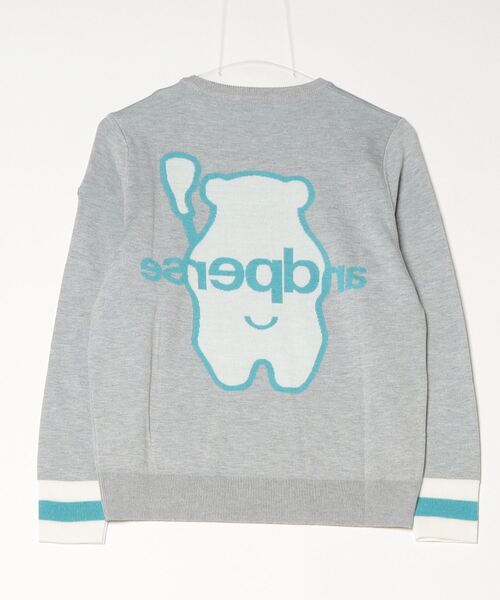 アンパスィ ニットセーター 長袖 LL グレー 総柄　大きいサイズ　ワッペン アンパスィ ニットセーター 長袖 LL グレー 総柄 大きいサイズ