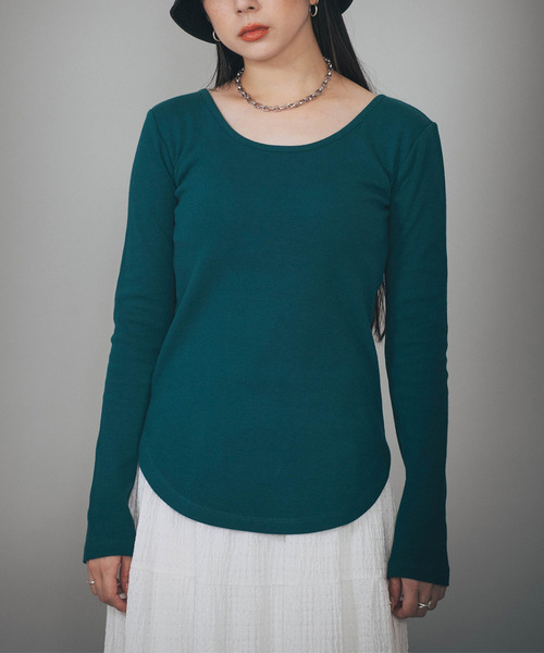 tシャツ 「カップ付き」BRA TOP BACK OPEN LS TEE レディース
