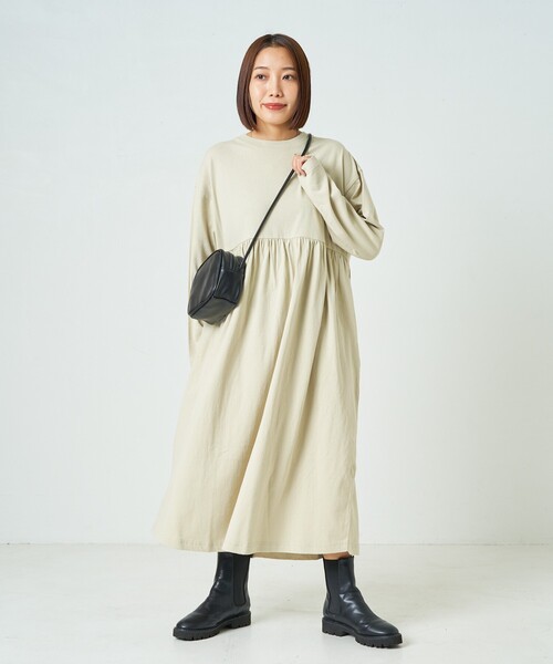 「FREAK'S STORE」 長袖ワンピース SMALL ブラウン レディース_画像7
