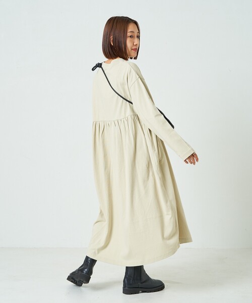 「FREAK'S STORE」 長袖ワンピース SMALL ブラウン レディース_画像9