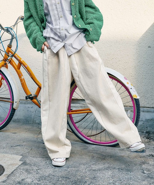 ワイドパンツ ジーンズ デニム デニムパンツ 「MODE NORM CORE」デニムパッチワークパンツ レディースの画像