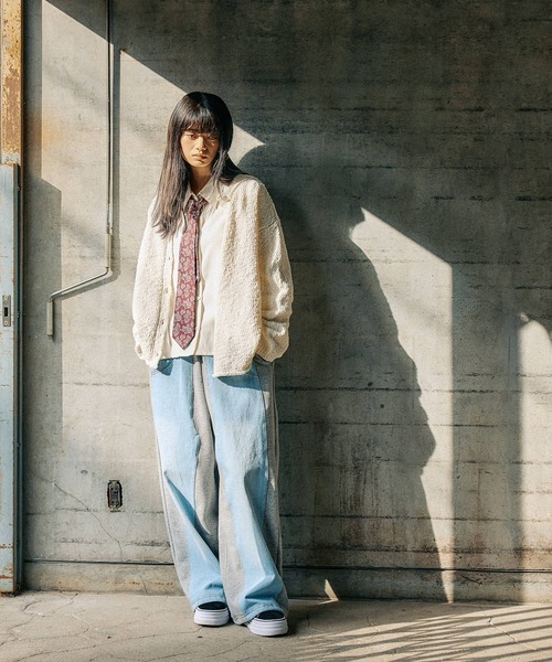 ワイドパンツ ジーンズ デニム デニムパンツ 「MODE NORM CORE」デニムパッチワークパンツ レディースの画像