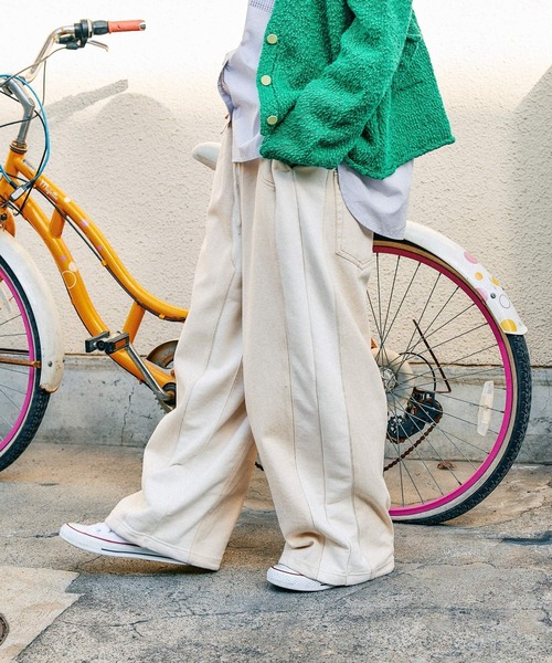 ワイドパンツ ジーンズ デニム デニムパンツ 「MODE NORM CORE」デニムパッチワークパンツ レディースの画像