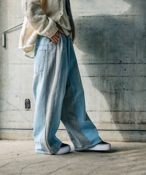 ワイドパンツ ジーンズ デニム デニムパンツ 「MODE NORM CORE」デニムパッチワークパンツ レディースの画像