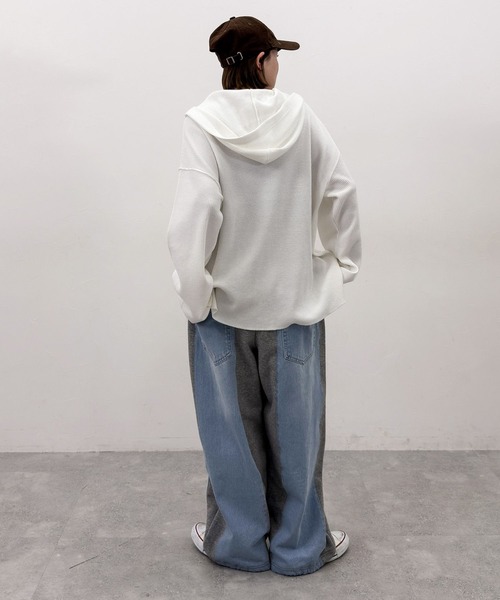 新品未使用MODE NORM CORE モードノーム デニムパッチワークパンツＬ niko and（ニコアンド）の「【MODE NORM CORE】デニムパッチワーク