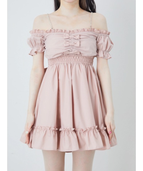 Ank Rouge（アンクルージュ） ワンピース おリボンオフショルドーリー