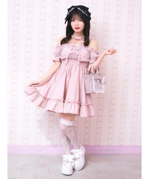 Ank Rouge オフショルドーリーワンピース Ank Rouge（アンクルージュ） ワンピース おリボンオフショルドーリー