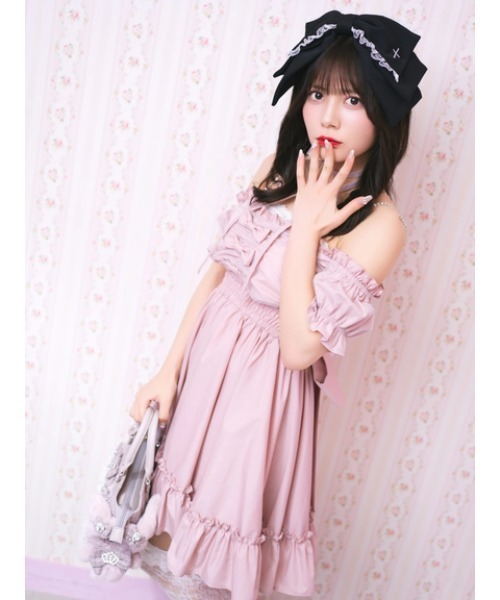 Ank Rouge（アンクルージュ） ワンピース おリボンオフショルドーリー