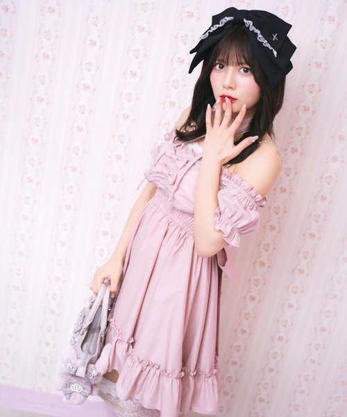Ank Rouge（アンクルージュ） ワンピース 半袖 おリボンオフショル