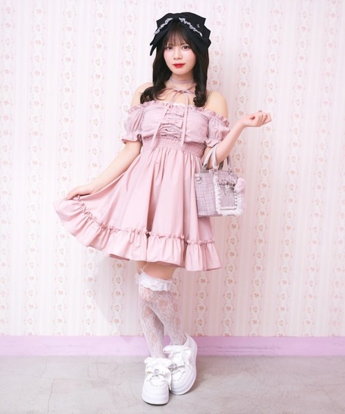 Ank Rouge（アンクルージュ） ワンピース おリボンオフショルドーリー