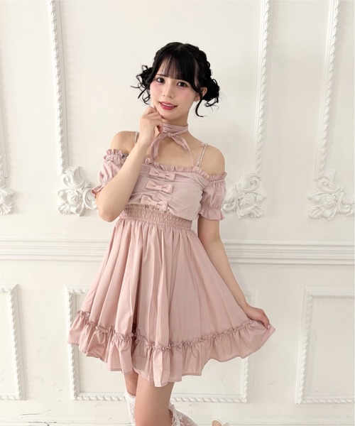 Ank Rouge（アンクルージュ） ワンピース おリボンオフショルドーリー