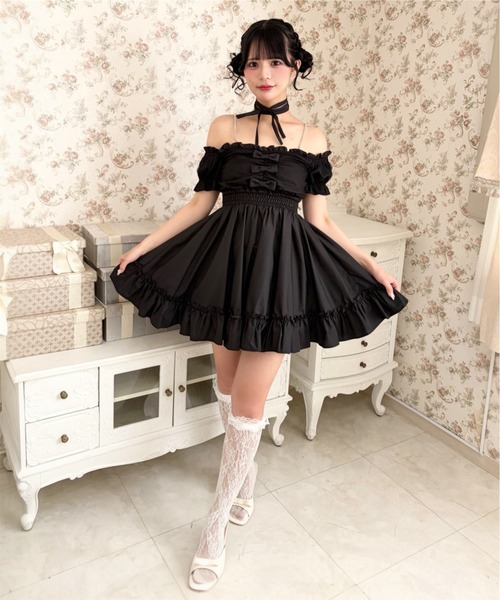 Ank Rouge（アンクルージュ） ワンピース おリボンオフショルドーリー