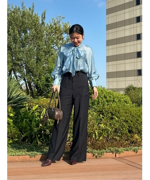 ワイドパンツ パンツ トリアセサイロシアーワイドパンツ レディースの画像