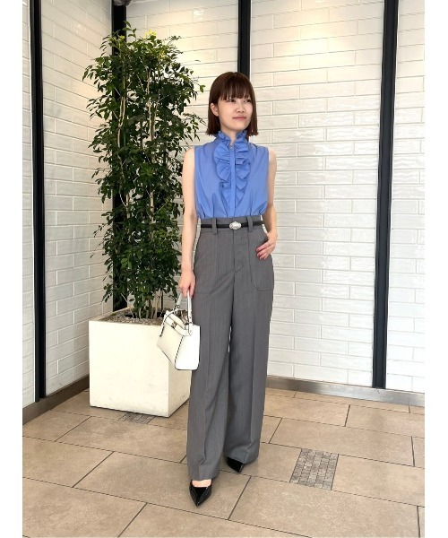 ワイドパンツ パンツ トリアセサイロシアーワイドパンツ レディースの画像