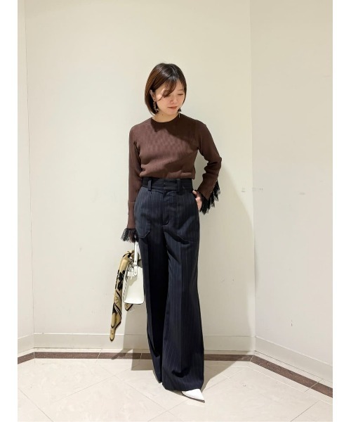 ワイドパンツ パンツ トリアセサイロシアーワイドパンツ レディースの画像