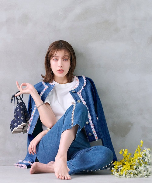 Chesty（チェスティ） デニムジャケット gジャン ツイードフリンジ