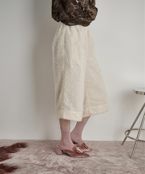 THE Yon パンツ ヘアリーシャギーガウチョパンツ レディース