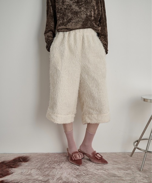 THE Yon ハーフパンツ ワイドパンツ パンツ ヘアリーシャギーガウチョ