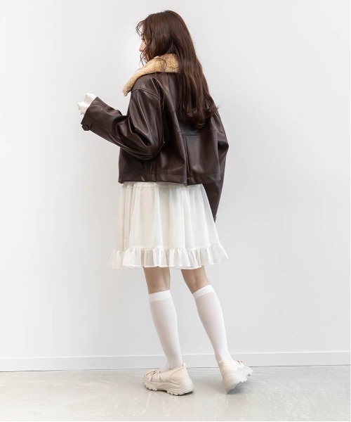 RANDA（ランダ） ブルゾン アウター 2WAY ファー襟付きフェイクレザー