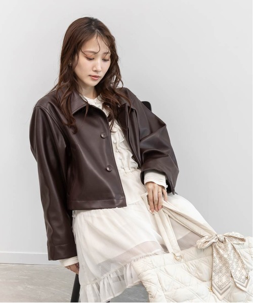 RANDA（ランダ） ブルゾン アウター 2WAY ファー襟付きフェイクレザー