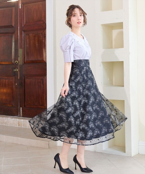 「SWINGLE」 半袖ブラウス FREE ネイビー レディース_画像4