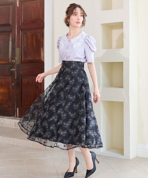 「SWINGLE」 半袖ブラウス FREE ネイビー レディース_画像5