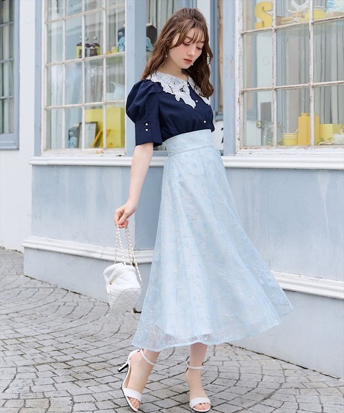 「SWINGLE」 半袖ブラウス FREE ネイビー レディース_画像7