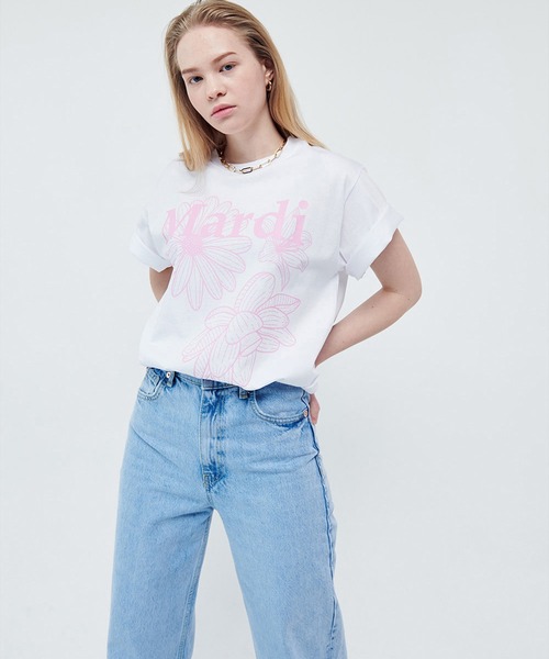 「Mardi Mercredi」 半袖Tシャツ FREE ホワイト×ピンク レディース_画像3