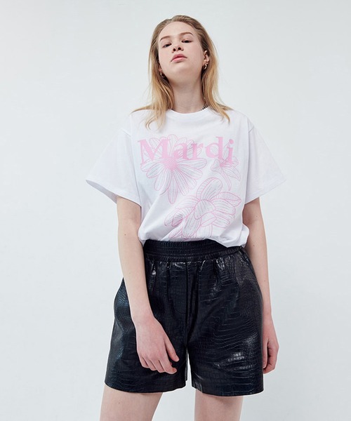 「Mardi Mercredi」 半袖Tシャツ FREE ホワイト×ピンク レディース_画像4