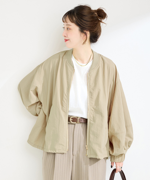 【新品，未使用45%off✨】R&D.M.CO-ノースリーブブルゾン ベージュ B.C STOCK（ベーセーストック） ブルゾン アウター リブカラーブルゾン